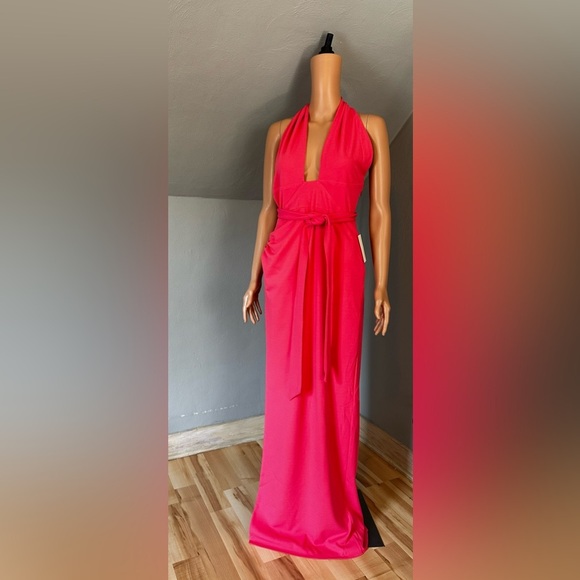 Wedding Guest Show Me Your Mumu Adele Halter Maxi Dress Pink Size Medium NWT - Picture 3 of 4